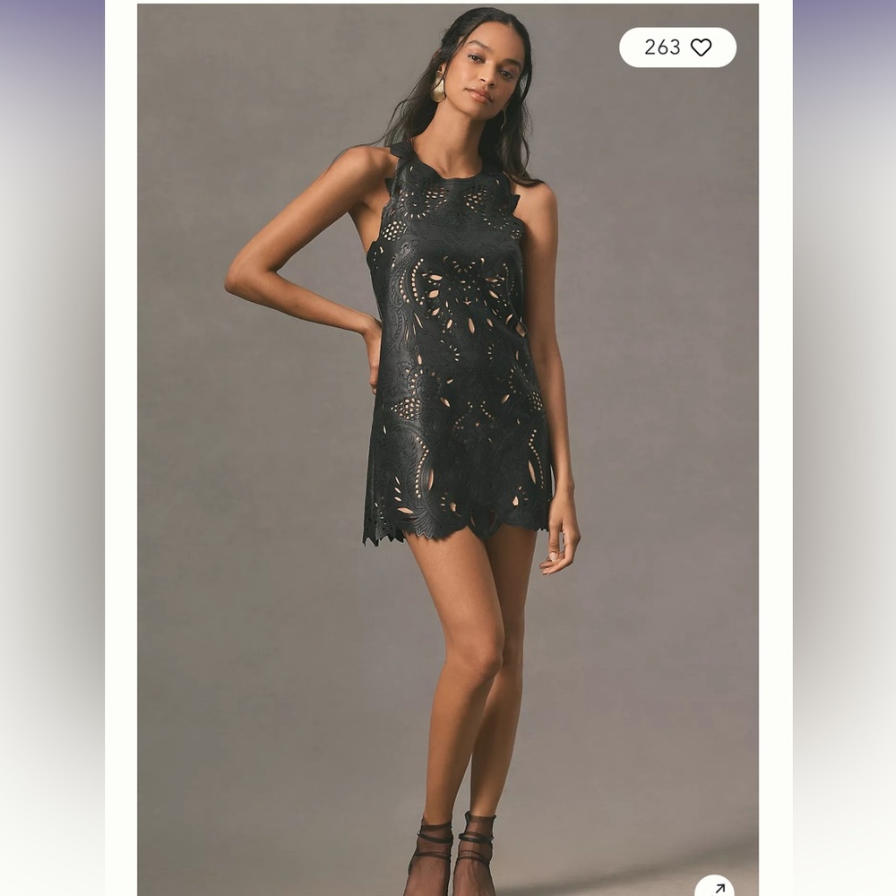 NWT By Anthropologie Faux Leather Cutout Mini Dress